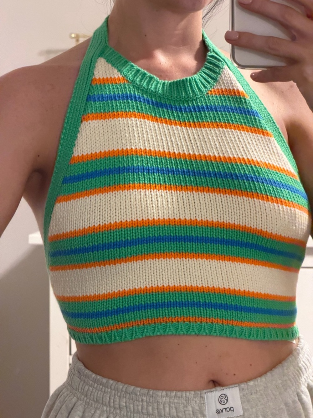 Zara Knit Striped Halter crop top